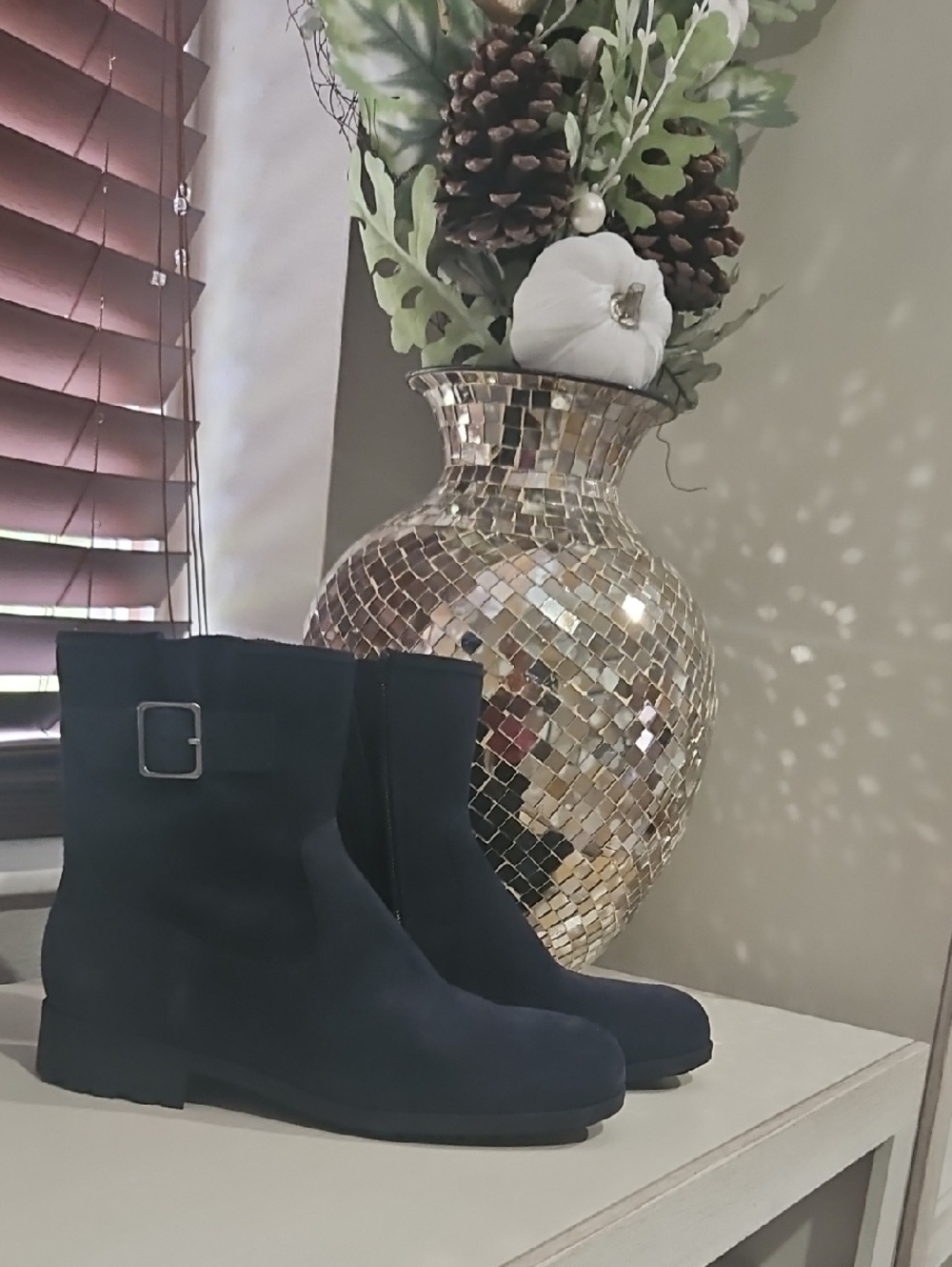 Vionic Blue Suede Ankle Boots